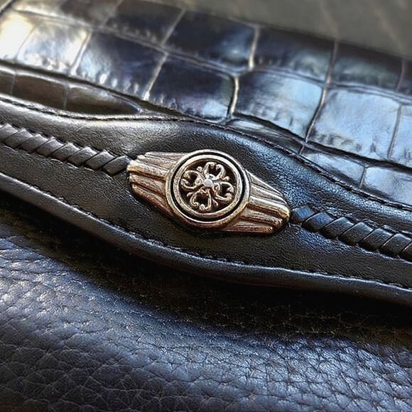 Vtg 90s black pebbled leather multi-pocket crossbody mini bag - Picture 15 of 16